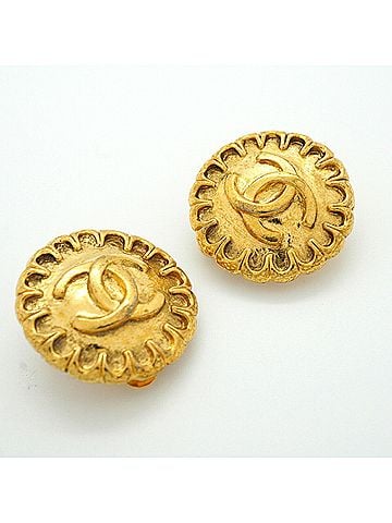 Chanel Chanel Earrings, Coco Mark Circle, GP Plated Gold, Women's (view 2)