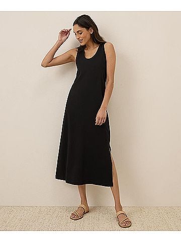 Pact Black Softspun Tank Midi Dress (view 2)