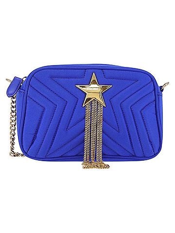 Stella McCartney Stella Star Camera Quilted Satin Blue Satin Handbag (view 1)
