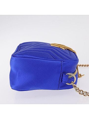 Stella McCartney Stella Star Camera Quilted Satin Blue Satin Handbag (view 2)