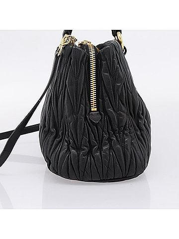 Miu Miu Madras Bowler Matelasse Leather Black Leather Handbag (view 2)