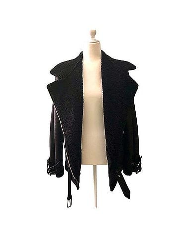 American Eagle Outfitters Faux Suede Sherpa Moto Jacket Jacket (view 1)