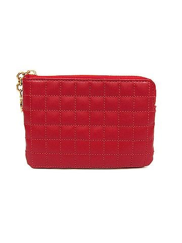 Céline Celine Quilted C Charm Women's Leather Coin Purse/coin Case Red Color (view 1)