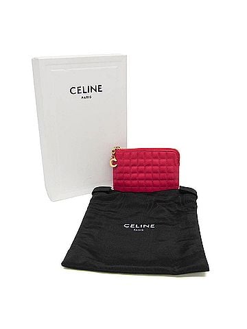 Céline Celine Quilted C Charm Women's Leather Coin Purse/coin Case Pink (view 2)