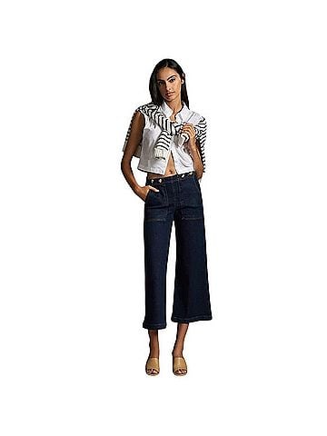 Pilcro and the Letterpress The Kit Cropped High-Rise Wide-Leg Utility Trousers Casual Pants (view 2)