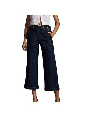 Pilcro and the Letterpress The Kit Cropped High-Rise Wide-Leg Utility Trousers Casual Pants (view 1)