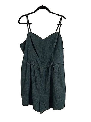 Old Navy Light Blue Denim-Style Spaghetti-Strap Romper Romper (view 1)