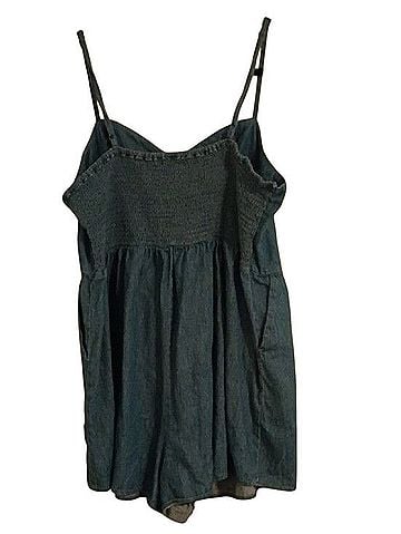 Old Navy Light Blue Denim-Style Spaghetti-Strap Romper Romper (view 2)