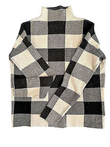 Tahari Checkered Mock Neck Sweater Turtleneck Sweater (view 1)