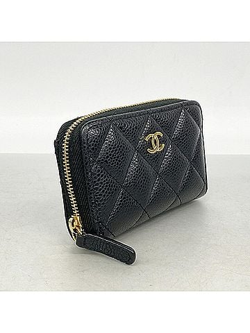Chanel Chanel Matelassé Caviar Leather Wallet/Coin Case, Black, for Men and Women (view 2)