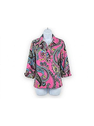 Ali Miles Collar Popover Tunic Shirt in Paisley Multi (view 1)
