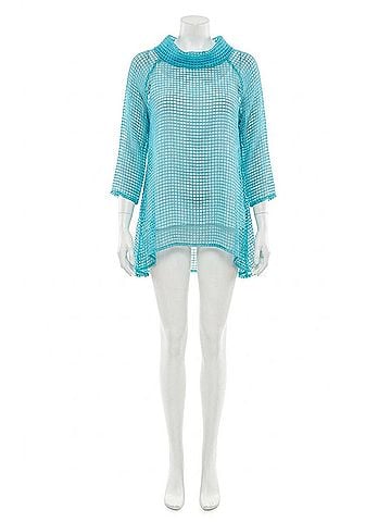 IC Collection Cowl Neck Tunic Top in Turquoise (view 1)