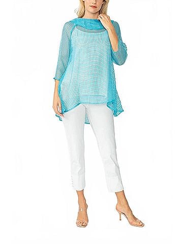 IC Collection Cowl Neck Tunic Top in Turquoise (view 2)