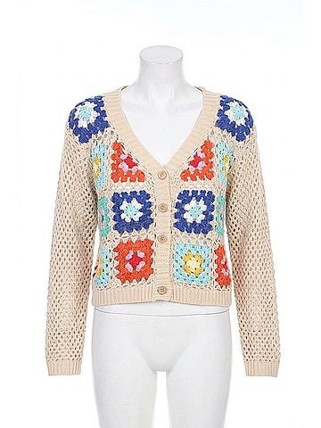Rain + Rose Cassia Crochet Cardigan in Cream (view 1)