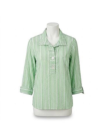 Ali Miles 3/4 Sleeve Button Front Placket Shirt in Mint (view 1)