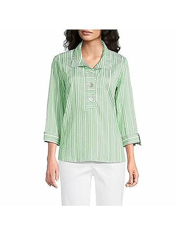 Ali Miles 3/4 Sleeve Button Front Placket Shirt in Mint (view 2)