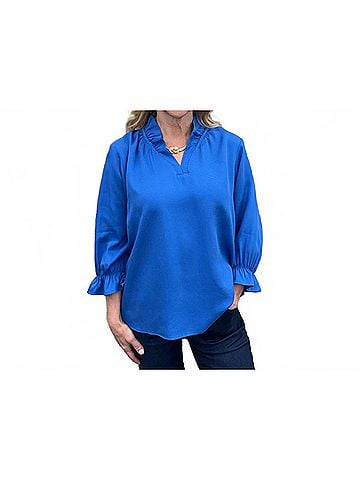 Toofan Ruching Detail Top - Plus in Royal (view 2)