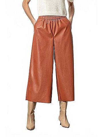 Lilla P Wide Legged Culotte Pants in Cognac (view 2)