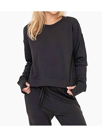 Mono b Women's Lisa Crewneck Top in Black (view 2)