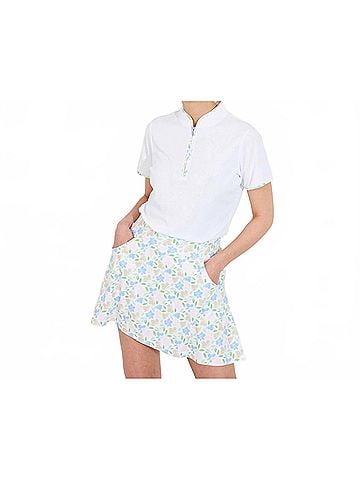 abacus Women's Victoria Polo Shirt in Floral Pattern White (view 2)