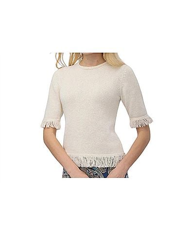 Spartina 449 Sofia Fringe Sweater in Antique White (view 2)