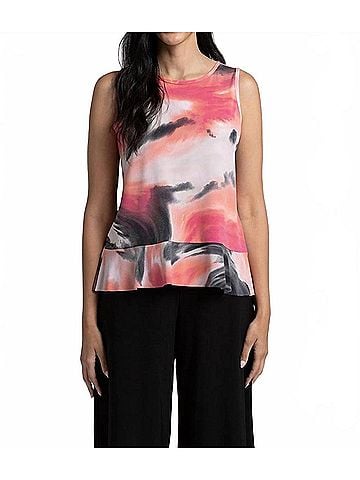 Sympli Sleeveless Peplum Top in Marble (view 2)