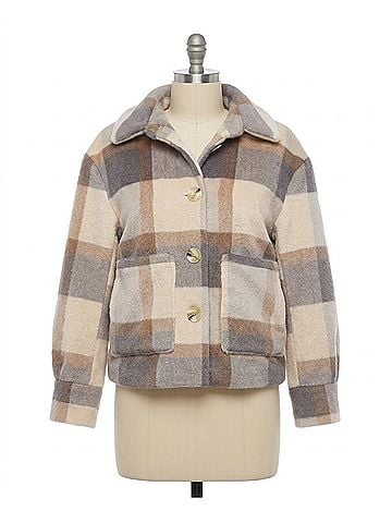 Rain + Rose Leonie Plaid Plush Coat in Multi (view 1)