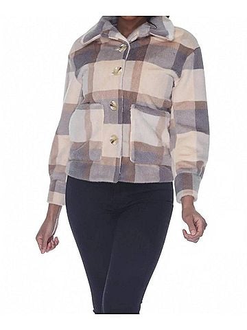 Rain + Rose Leonie Plaid Plush Coat in Multi (view 2)