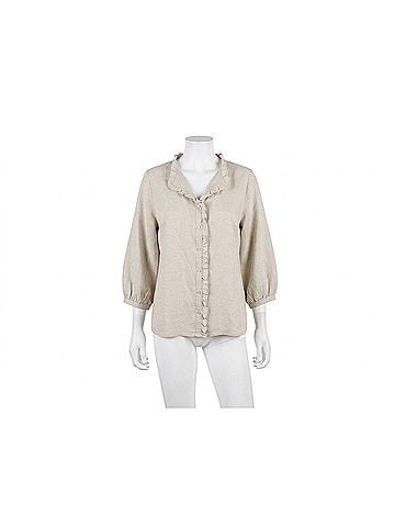 Toofan V-Neck Ruffle Trim Tunic Top in Be (view 1)