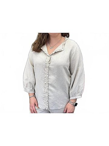 Toofan V-Neck Ruffle Trim Tunic Top in Be (view 2)
