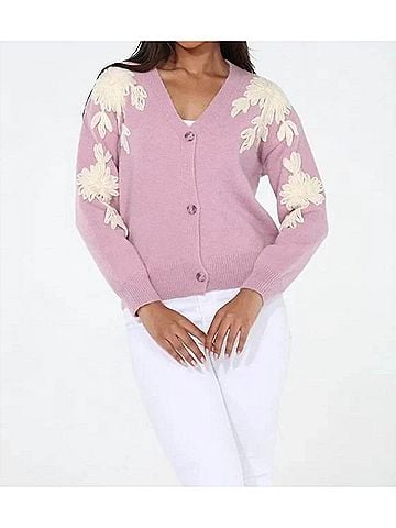 Rain + Rose Beatrix Floral Cardigan in Pink (view 2)