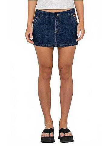 Rusty Webber Denim Low Rise Micro Mini Skirt in Indigo (view 2)