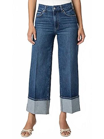 Paige Sasha Ankle Wide Cuff Wide Leg Jeans in Sound Check (view 2)