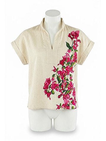Emily McCarthy Riviera V-Neck Top in Bougainvillea (view 1)
