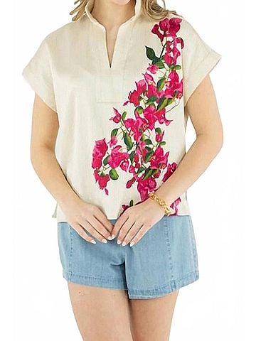 Emily McCarthy Riviera V-Neck Top in Bougainvillea (view 2)