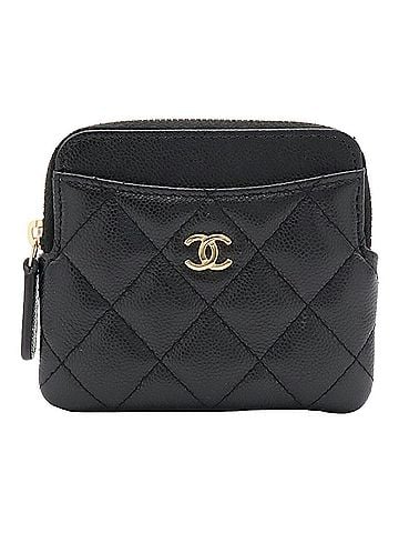 Chanel CHANEL Matelassé Coco Mark Zip Coin Purse, Wallet/Coin Case, Caviar Leather, Black AP2061 (view 1)