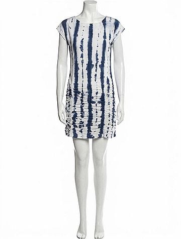 XCVI Rouche Dress in Blue/White (view 1)