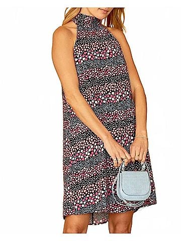 Emily Wonder Isla Pink Ruffle Dress in Navy Mix (view 2)