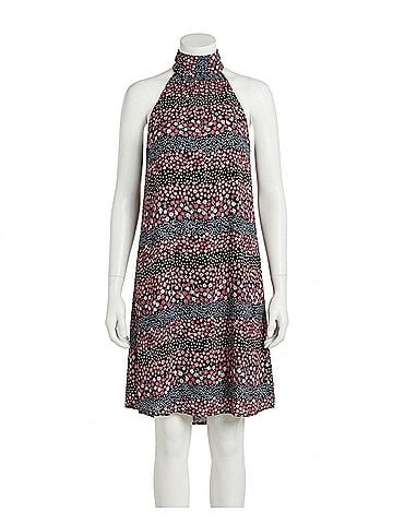 Emily Wonder Isla Pink Ruffle Dress in Navy Mix (view 1)
