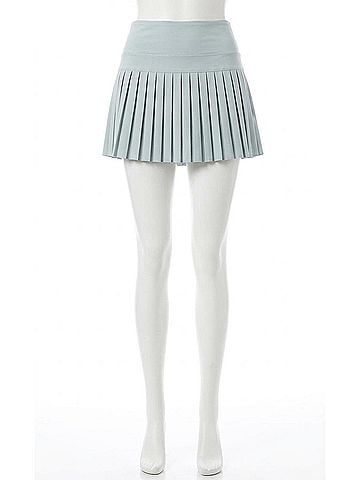 Gold Hinge Pleated Tennis Mini Skirt in Mist (view 1)