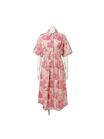 uncle frank The Parisian Charm Tucked Dress in Pink (view 1)