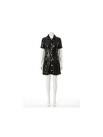 Dolce Cabo Sequin Rhinestone Button Dress in Black (view 1)