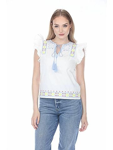 Rain + Rose Angelica Blouse in White (view 2)