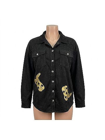 Merigold Kiss Women's Denim Jacket in Black (view 1)