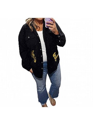 Merigold Kiss Women's Denim Jacket in Black (view 2)