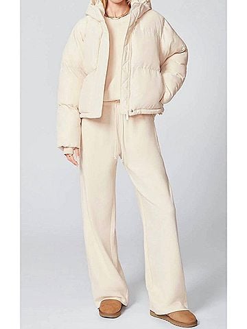 Florence Cosmo Puffer Long Sleeve Jacket in Ivory (view 2)