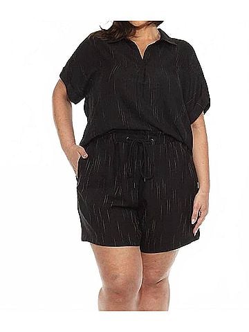 Spin Stripe Drawstring Short in Black (view 2)