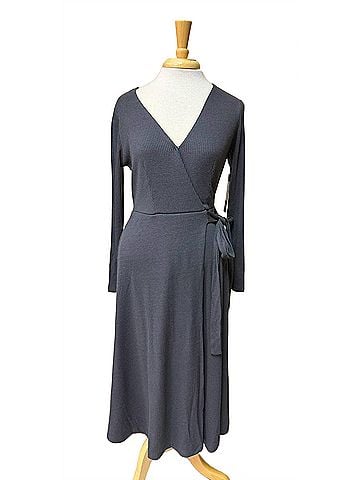 As U Wish Women's V Neck Wrap Knit Dress in Blue (view 1)