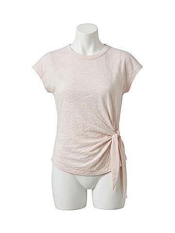 Lilla P Tie Front Tee in Tearose (view 1)