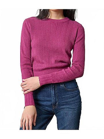 Lilla P Multi Stitch Pullover Sweater in Dahlia (view 2)